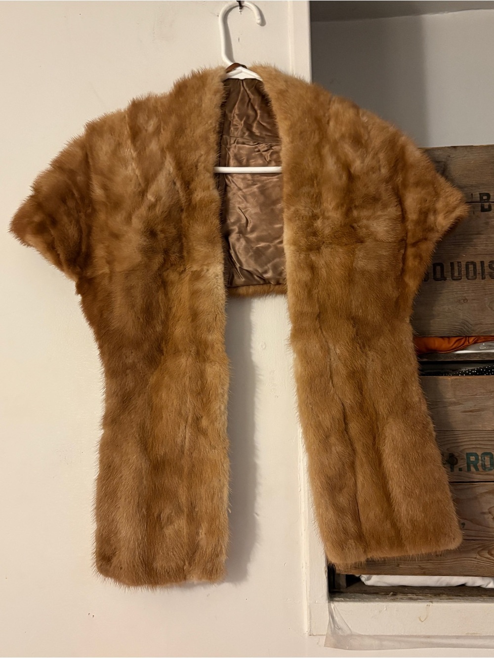 Vintage Tan Brown Mink Fur Stole Shrug Capelet